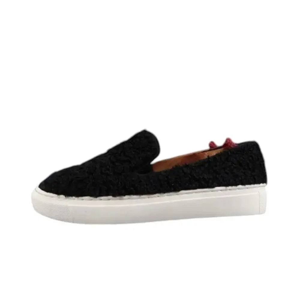 Steven Shoes Womens 6 Sneakers Casual Slip On Skimmer Faux Fur Black Fashion NY
